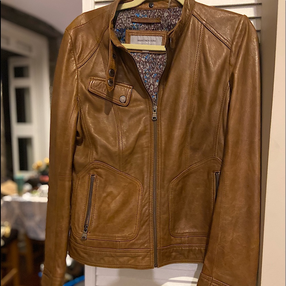 Camel color leather jacket